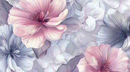 Fototapeta premium Elegant floral pattern in pastel colors, suitable for creative industries.