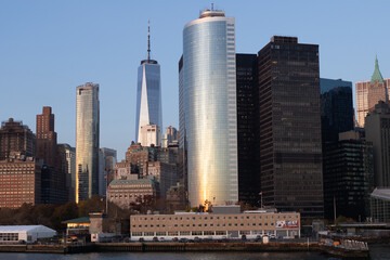 Obraz premium New York, United States. Panorama view of New York city skyline in Midtown Manhattan. USA, NYC, NY, Manhattan. American big city. Lower Manhattan skyline.