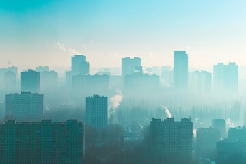 Fototapeta premium Cityscape in a Misty Morning