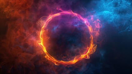 Fototapeta premium Abstract Circle of Fire and Smoke