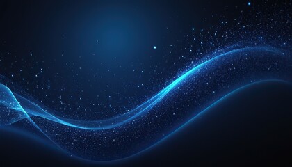 Fototapeta premium Abstract wave of particles. Blue shiny technology background. illustration with blue dots 2211
