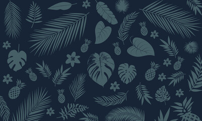 Tropical flower leaf, palm leaf, pineapple patchwork vintage vector seamless pattern for fabric shirt beach towel tablecloth pillow wrapping grunge effect in separate layer