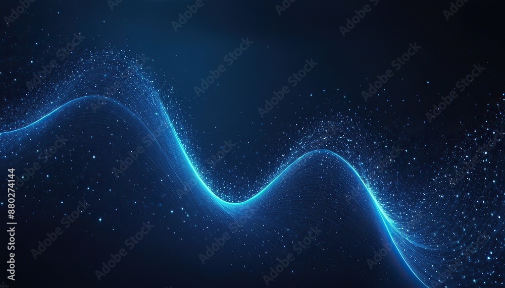 Sticker blue light dots creates a mesmerizing digital wave pattern against a dark backdrop.200
