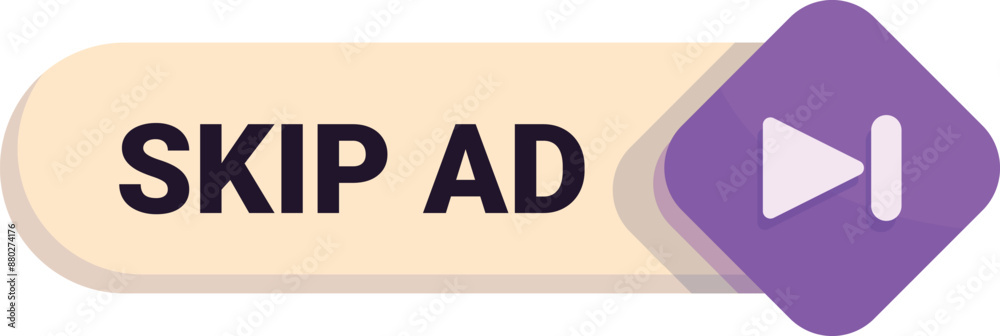 Poster skip ad button with arrow allowing user to skip advertisement on website or application