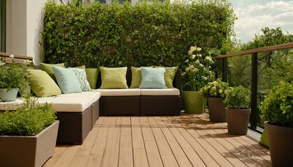 Fototapeta premium Gorgeous outdoor lounge area with pergola for interior designing 