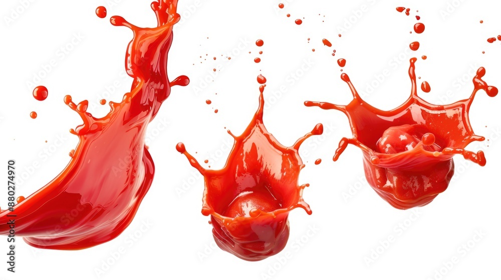 Aufkleber A close-up shot of several red liquids splashing and merging on top of each other