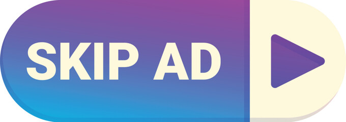 Blue and purple skip ad button with an arrow, for skipping annoying videos