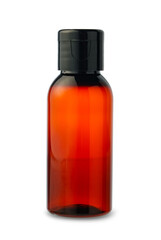 Amber Plastic Bottle With Black Flip Top Cap