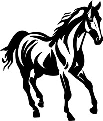 Obraz premium Elegant trotting horse stencil captures equine grace in motion.