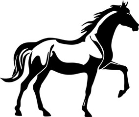 Elegant trotting horse stencil captures equine grace in motion.