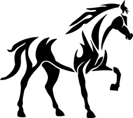 Obraz premium Elegant trotting horse stencil captures equine grace in motion.