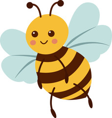 Cute cartoon bee childish vector illustration in flat style. Funny bees.Insect.For poster, greeting card and children's design.
