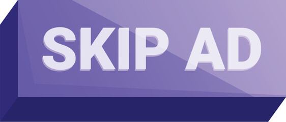 Purple glossy skip ad button, encouraging users to bypass advertising content
