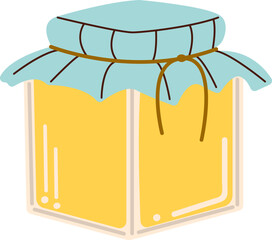 Glass closed jar with natural honey. Sweet product