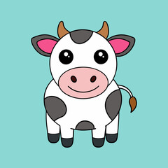 Face of the Cow Looking Forward Vector Illustration – Cartoon Clipart & Line Art Design