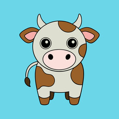 Face of the Cow Looking Forward Vector Illustration – Cartoon Clipart & Line Art Design