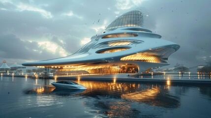 Conceptual design of a futuristic architectural landmark