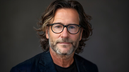 Retrato de hombre mayor con gafas y barba
