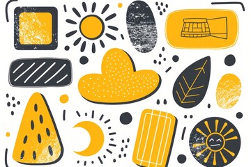 Abstract Simple Icon Clipart Set of Blush Scandinavian Nordic Boho Bohemian Geometric Shapes with Bold Strokes Soft Wash Minimalist Detail Organic Charming Rhythmic Bold Block Doodle Print Decoration