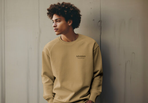 Apparel Men Sweater Mockup With Generative AI
