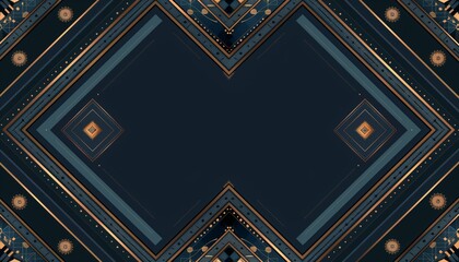 Ornate Blue and Gold Geometric Background