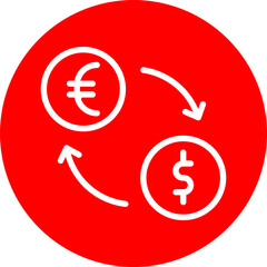 Currency Exchange Vector Line White Circle Red
