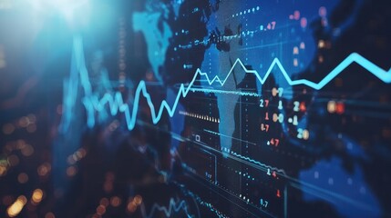 monitor market stock graph candlestick line uptrend chart financial