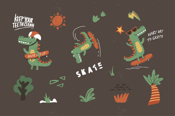 corocodile skate graphic  asset elements