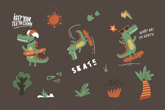 corocodile skate graphic  asset elements
