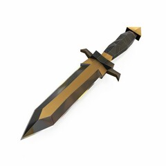 3D Render, Low Poly style of a combat knife, on isolated white background, Generative AI
