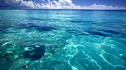 Clear turquoise ocean water under a sunny sky