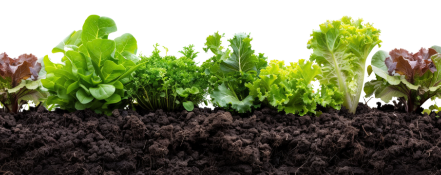 Fresh green lettuce growing in rich soil, showcasing gardening and farming concepts, perfect for agricultural and organic food themes.