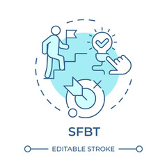 SFBT soft blue concept icon. Goal achieving, problem solving. Mental health, psychotherapy. Round shape line illustration. Abstract idea. Graphic design. Easy to use in infographic, presentation