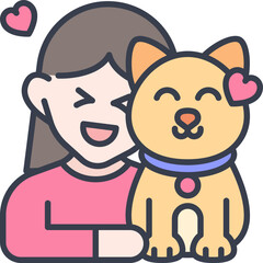 Woman play with cat icon