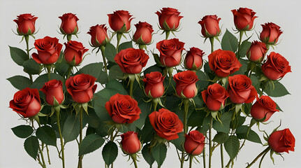 Set of flower bouquet of red roses isolated on a white or transparent background. Rose flower is symbol of love, Gifts for anniversaries or Valentine's Day. See Less, generative.ai

