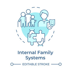 Internal family systems soft blue concept icon. Communication skills, personality disorder. Round shape line illustration. Abstract idea. Graphic design. Easy to use in infographic, presentation