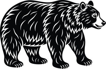 Bear silhouette, polar bear silhouette flat vector

