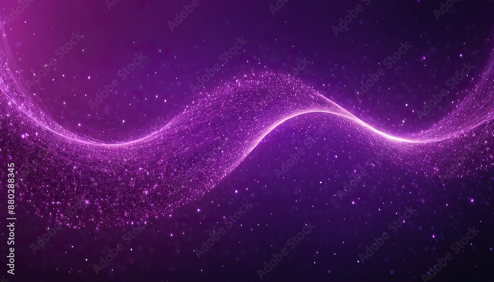 Poster purple particles wave and light abstract background. dots stars to cover element for design backdrop