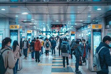 A Busy Subway Station in a Modern City