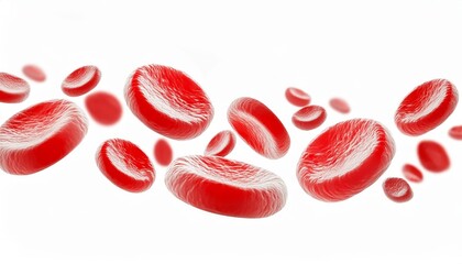 Fototapeta premium Microscopic Enlargement of Blood Cells - Blood Cell flowing through Human Body, Organ or Artery - Red Blood Cells in Lifeforms - Health, Anatomy, Organisms, Medication in Science and Biology