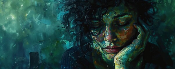 A portrait of a person with a pensive expression, their thoughts lost in a world of their own.