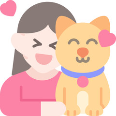 Woman play with cat icon