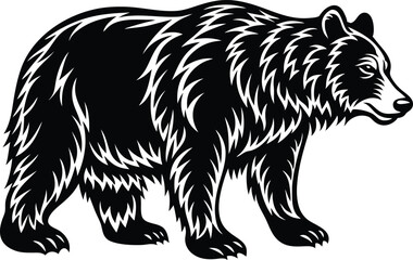 Obraz premium Bear silhouette, polar bear silhouette flat vector