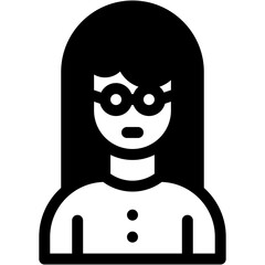 Vector Icon glasses wearing, woman, female, girl, nerd