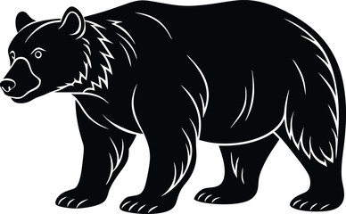 Bear silhouette, polar bear silhouette flat vector

