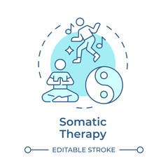 Somatic therapy soft blue concept icon. Mindfulness meditation, yin yang. Self expression. Round shape line illustration. Abstract idea. Graphic design. Easy to use in infographic, presentation