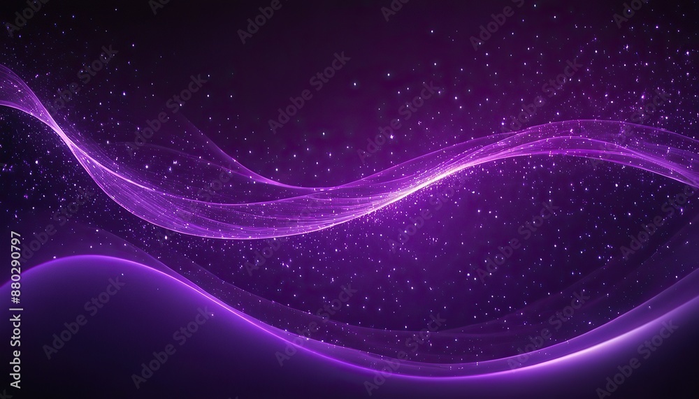 Wall mural Digital purple particles wave and light abstract background with shining dots stars 1523