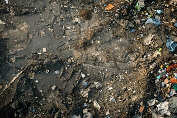 Dirty Terrain Covered with Garbage and Debris