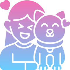 Woman play with cat icon