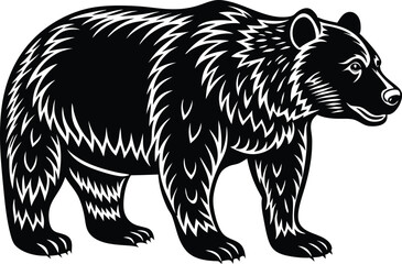 Bear silhouette, polar bear silhouette flat vector

